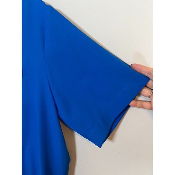 Vintage Top 16W Blue Retro 70s Color Block Artsy Workwear Neutral Minimalist - Picture 5 of 8